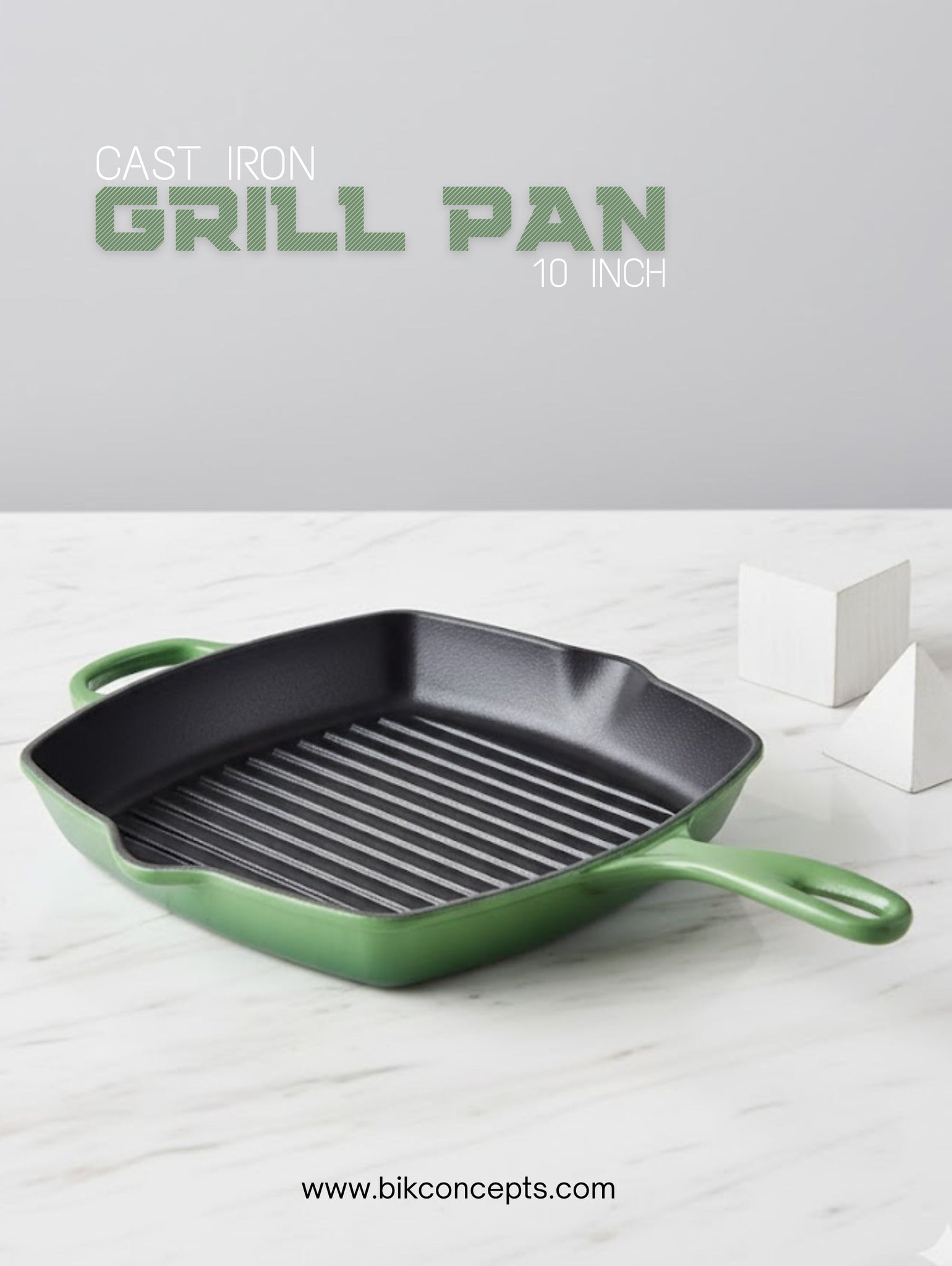 Enameled Cast Iron Grill Pan 10 inch – Perfect for Indoor Grilling & Searing