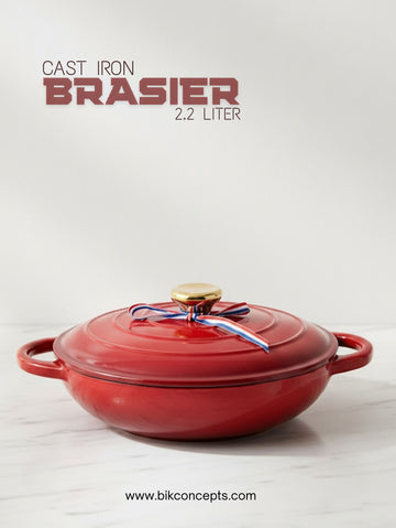 Enameled Cast Iron Braiser with Lid – Perfect for Searing, Sautéing & Slow Cooking