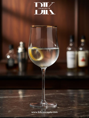 Tulip Shape Cocktail Glass with Gold Rim | Set of 6