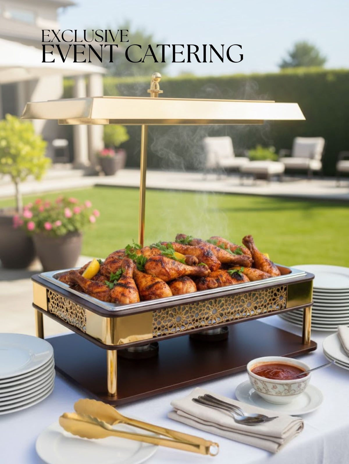Buffet Set with Dark Coffee Color with Gold Finish | Bik Concepts