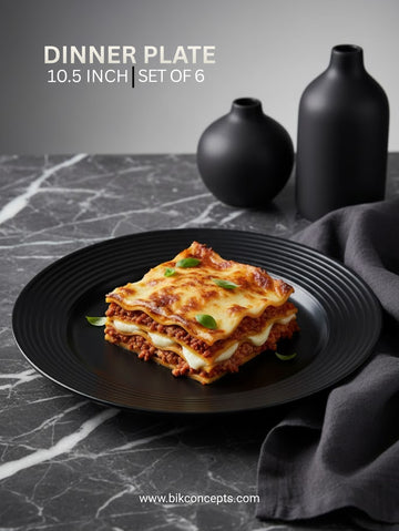 Set of 6 | 10.5-Inch Midnight Black Porcelain Dinner Plate